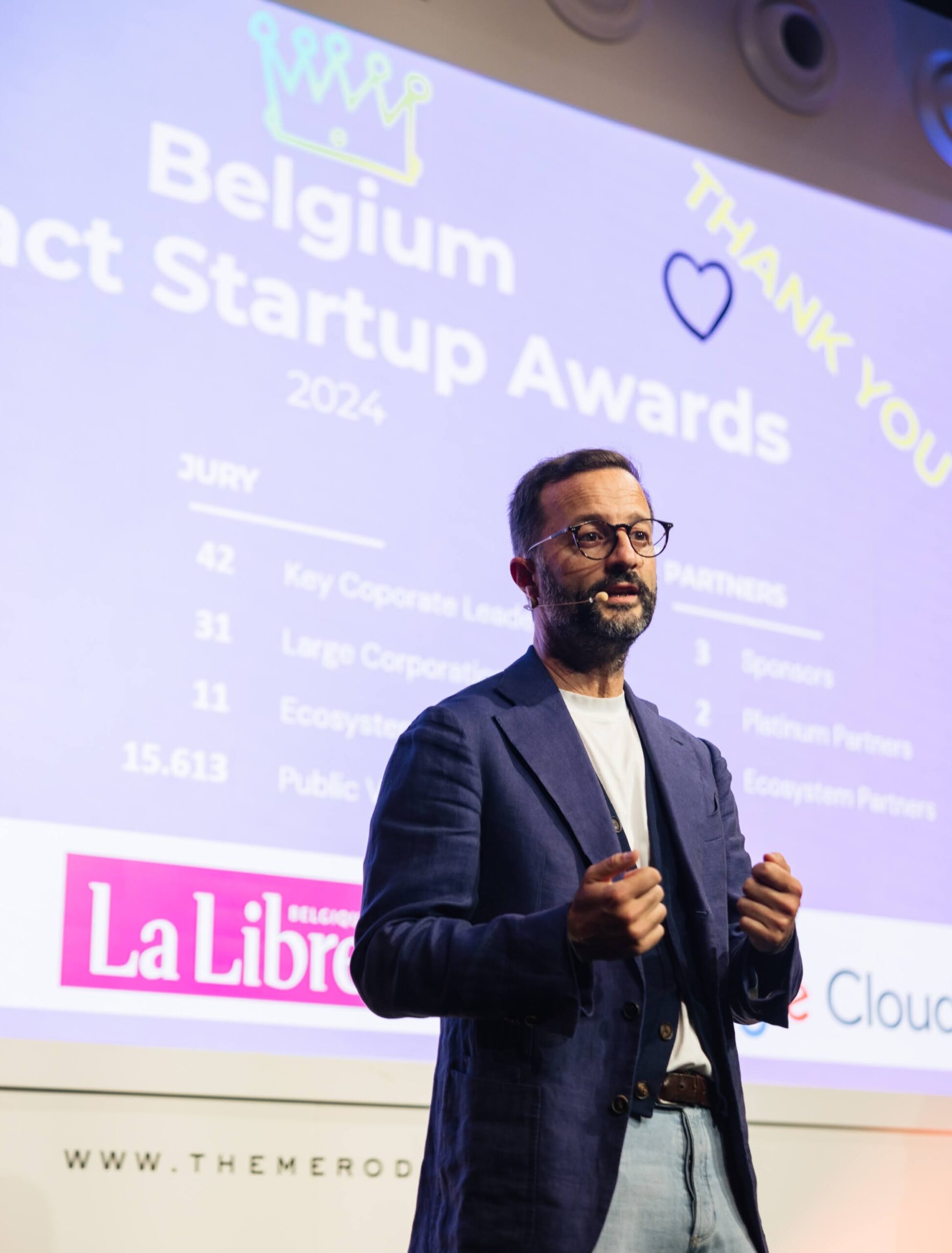 Nicolas Debray Belgium Startup Awards on stage